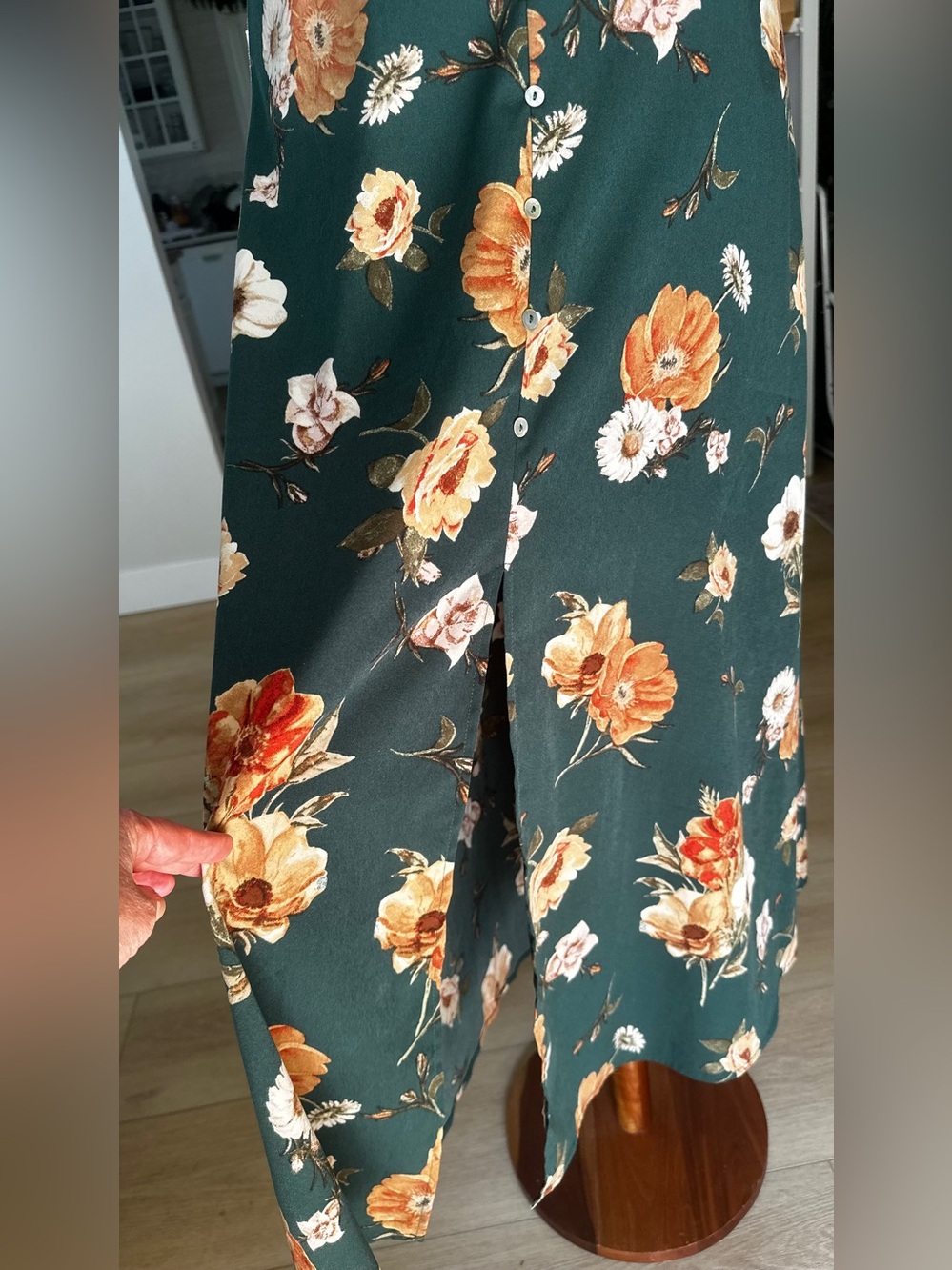 Altar'd State Emerald Green Floral Ruffle Maxi Dress - Picture 3 of 13